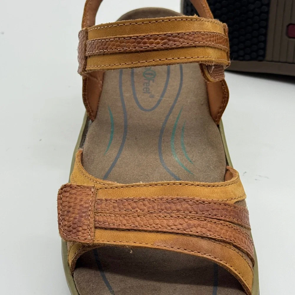 Orthofeet 916 Malibu Tan Leather Orthopedic Comfort Sandals Womens 8 D Wide